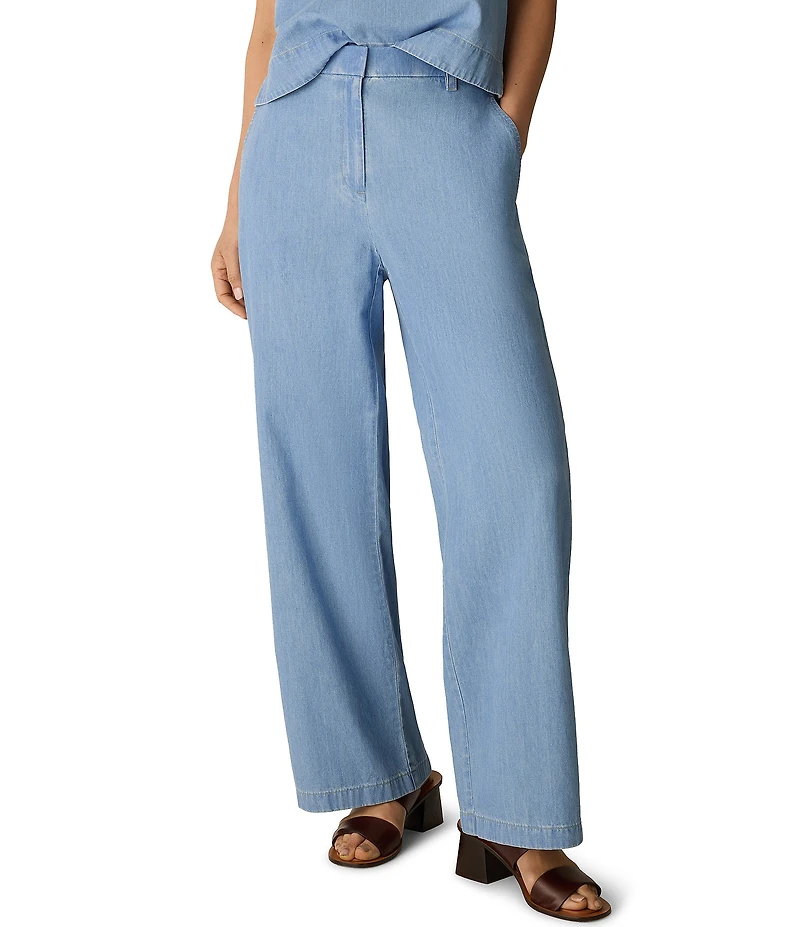 Eileen Fisher Lightweight Denim High-Waisted Wide Leg Trouser