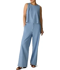 Eileen Fisher Lightweight Denim High-Waisted Wide Leg Trouser