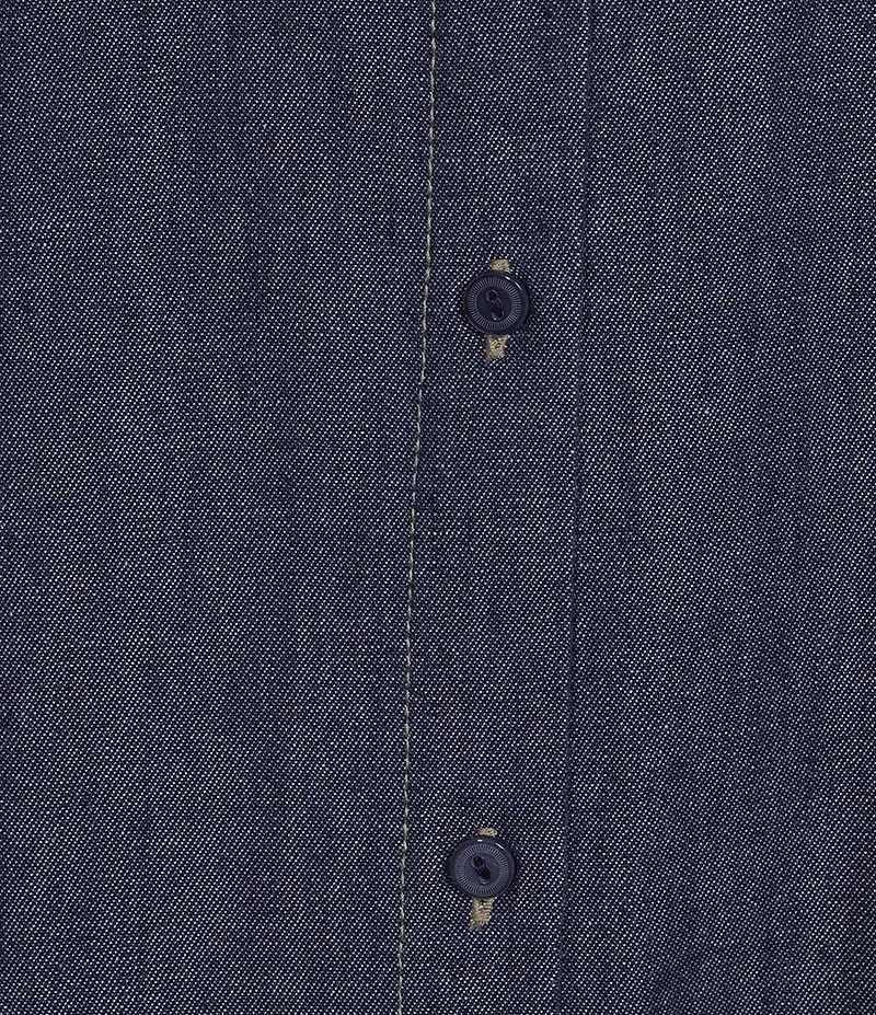 Eileen Fisher Lightweight Denim Mandarin Collar Sleeveless A-Line Dress