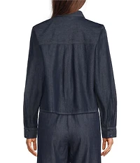 Eileen Fisher Lightweight Denim Point Collar Long Sleeve A-Line Coordinating Shirt