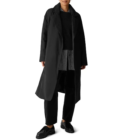 Eileen Fisher Lightweight Notch Lapel Collar Long Sleeve Padded Trench Coat