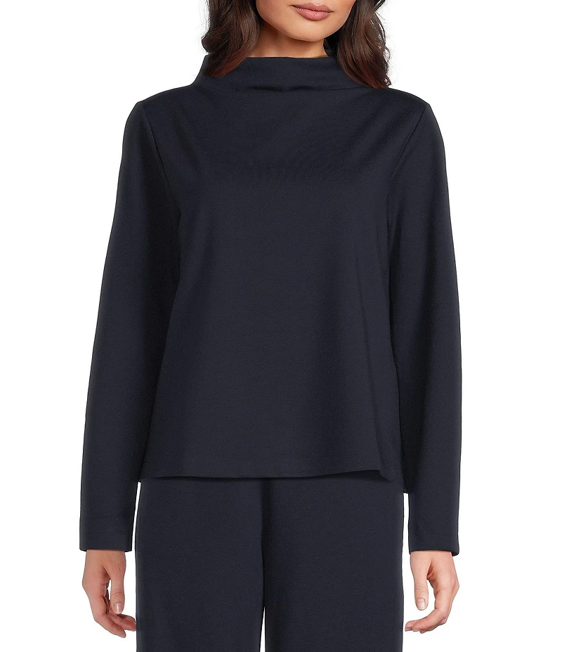 Eileen Fisher Lightweight Ponte Funnel Neck Long Sleeve Coordinating Top
