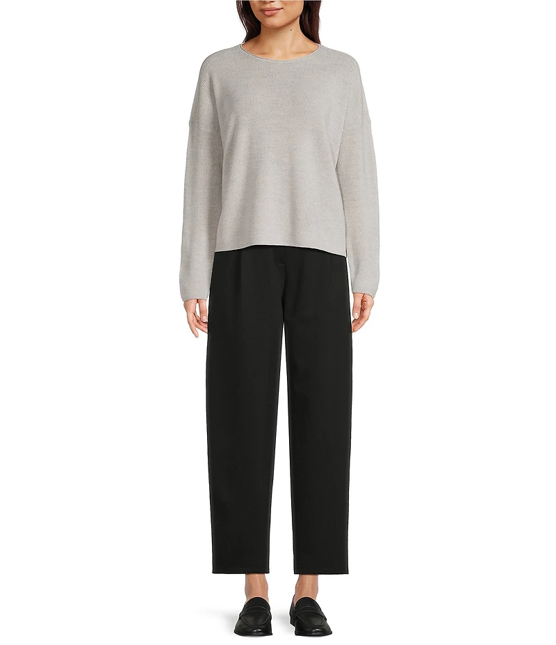 Eileen Fisher Lightweight Ponte Lantern Ankle Straight Leg Trouser Pants