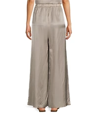 Eileen Fisher Lightweight Satin Shimmer High Waist Pleated Wide Leg Pants