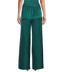 Eileen Fisher Lightweight Satin Shimmer High Waist Pleated Wide Leg Pants