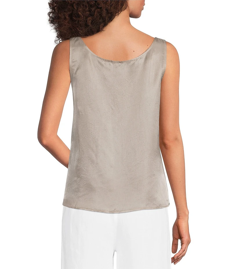 Eileen Fisher Lightweight Satin Shimmer Scoop Neck Sleeveless Tank