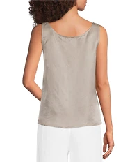 Eileen Fisher Lightweight Satin Shimmer Scoop Neck Sleeveless Tank