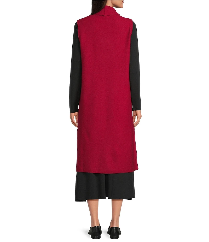 Eileen Fisher Ligthweight Boiled Wool Shawl Collar Sleeveless Vest