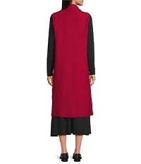 Eileen Fisher Ligthweight Boiled Wool Shawl Collar Sleeveless Vest