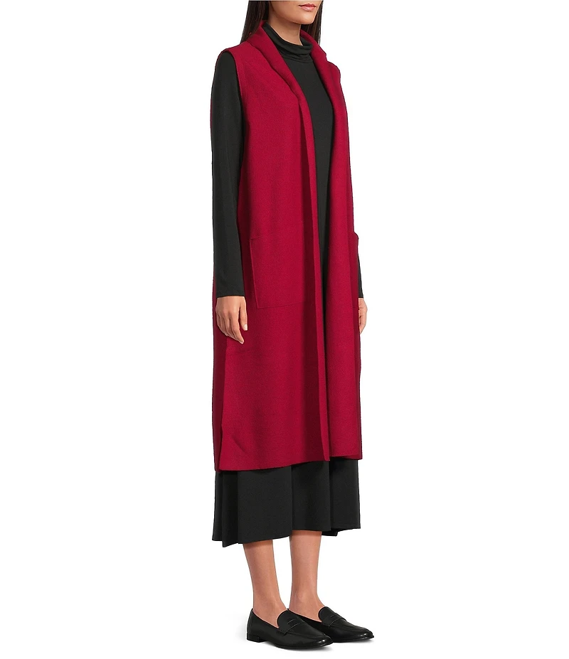 Eileen Fisher Ligthweight Boiled Wool Shawl Collar Sleeveless Vest