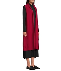 Eileen Fisher Ligthweight Boiled Wool Shawl Collar Sleeveless Vest