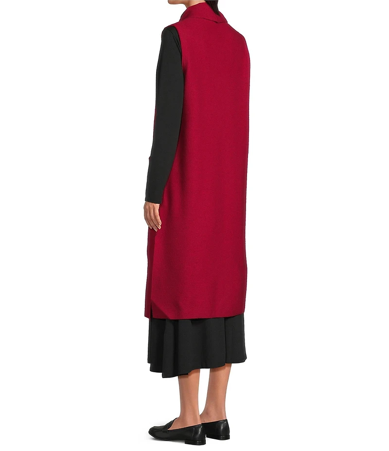 Eileen Fisher Ligthweight Boiled Wool Shawl Collar Sleeveless Vest
