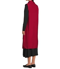 Eileen Fisher Ligthweight Boiled Wool Shawl Collar Sleeveless Vest