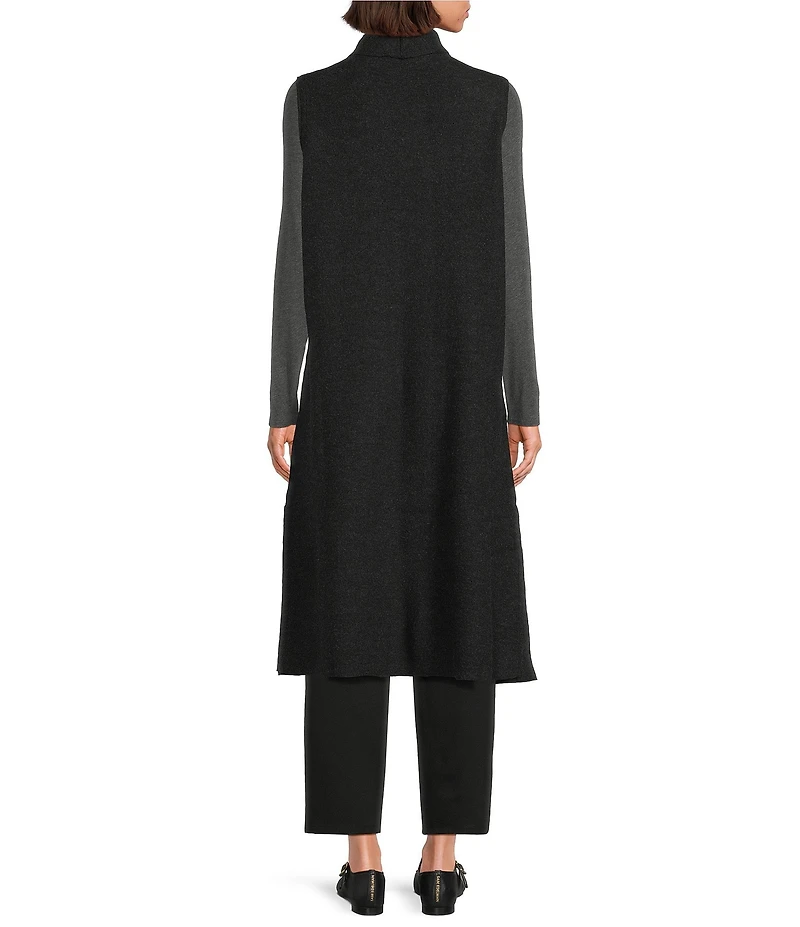 Eileen Fisher Ligthweight Boiled Wool Shawl Collar Sleeveless Vest