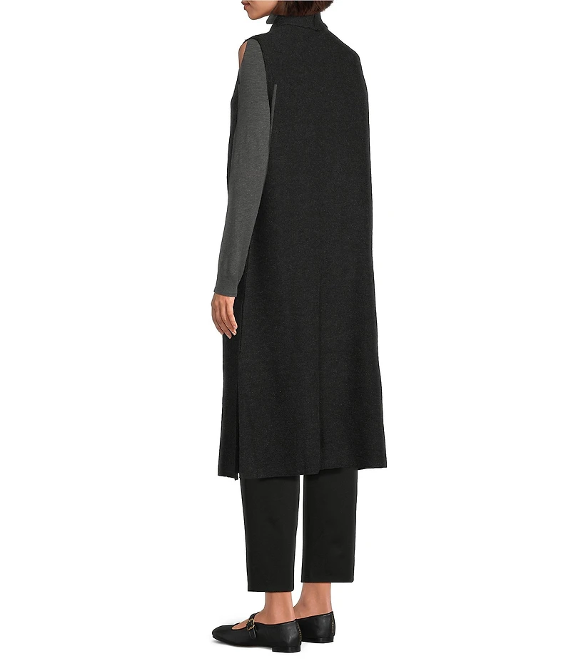 Eileen Fisher Ligthweight Boiled Wool Shawl Collar Sleeveless Vest