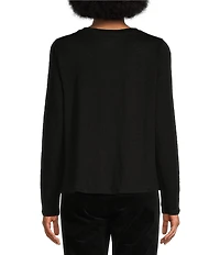 Eileen Fisher Linen Jersey Round Neck Long Sleeve Top