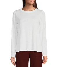 Eileen Fisher Linen Jersey Round Neck Long Sleeve Top