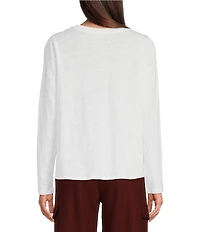 Eileen Fisher Linen Jersey Round Neck Long Sleeve Top