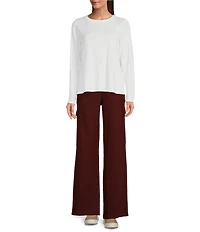 Eileen Fisher Linen Jersey Round Neck Long Sleeve Top