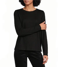 Eileen Fisher Linen Jersey Round Neck Long Sleeve Top