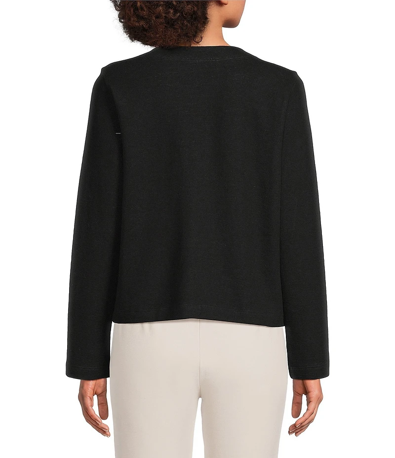 Eileen Fisher Linen Jersey Round Neck Long Sleeve Top