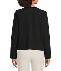 Eileen Fisher Linen Jersey Round Neck Long Sleeve Top