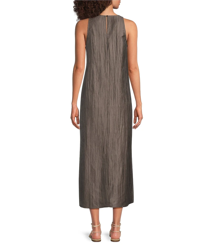 Eileen Fisher Linen Sheen Round Halter Neck Sleeveless Dress
