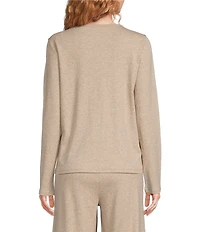 Eileen Fisher Organic Cotton Long Sleeve Henley Knit Sleep Top