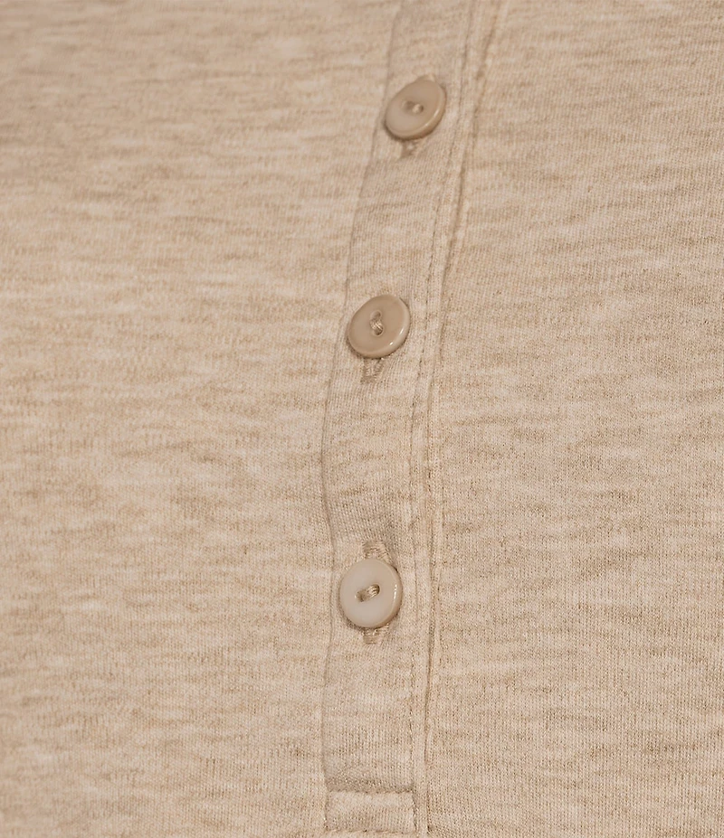 Eileen Fisher Organic Cotton Long Sleeve Henley Knit Sleep Top