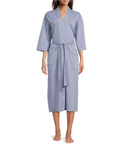 Eileen Fisher Organic Cotton Long Sleeve Shawl Collar Long Knit Robe