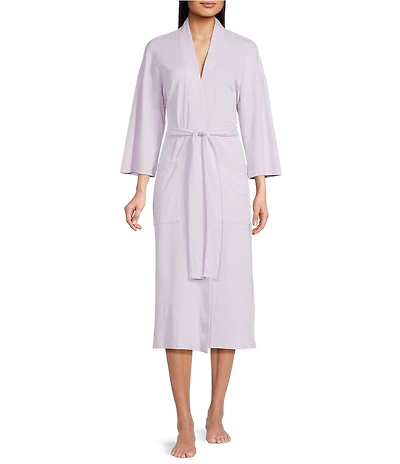 Eileen Fisher Organic Cotton Long Sleeve Shawl Collar Long Knit Robe