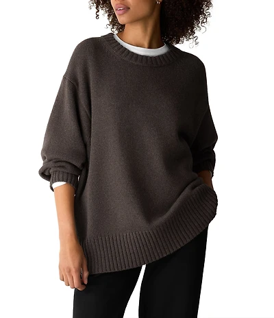 Eileen Fisher Luxurious Ribbed Crew Neck Long Sleeve Sweater