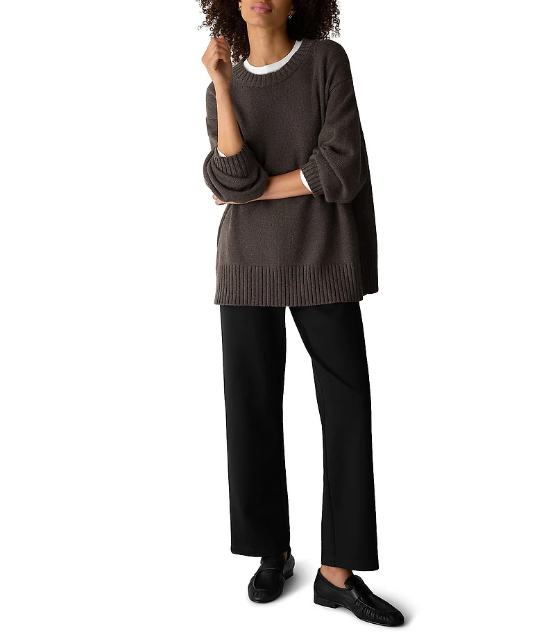 Eileen Fisher Luxurious Ribbed Crew Neck Long Sleeve Sweater
