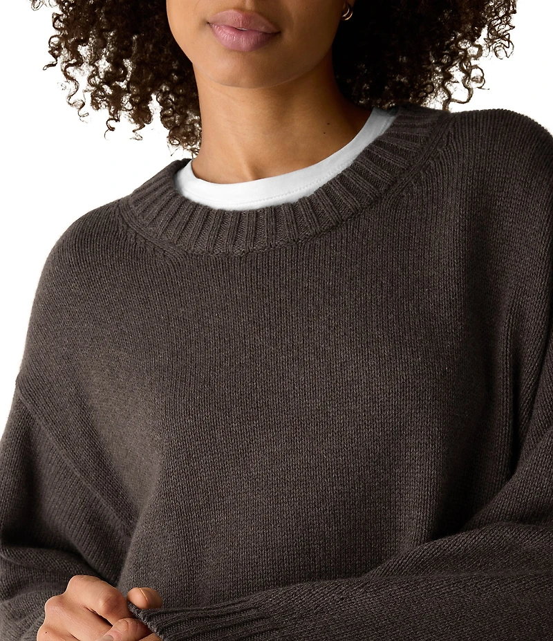 Eileen Fisher Luxurious Ribbed Crew Neck Long Sleeve Sweater