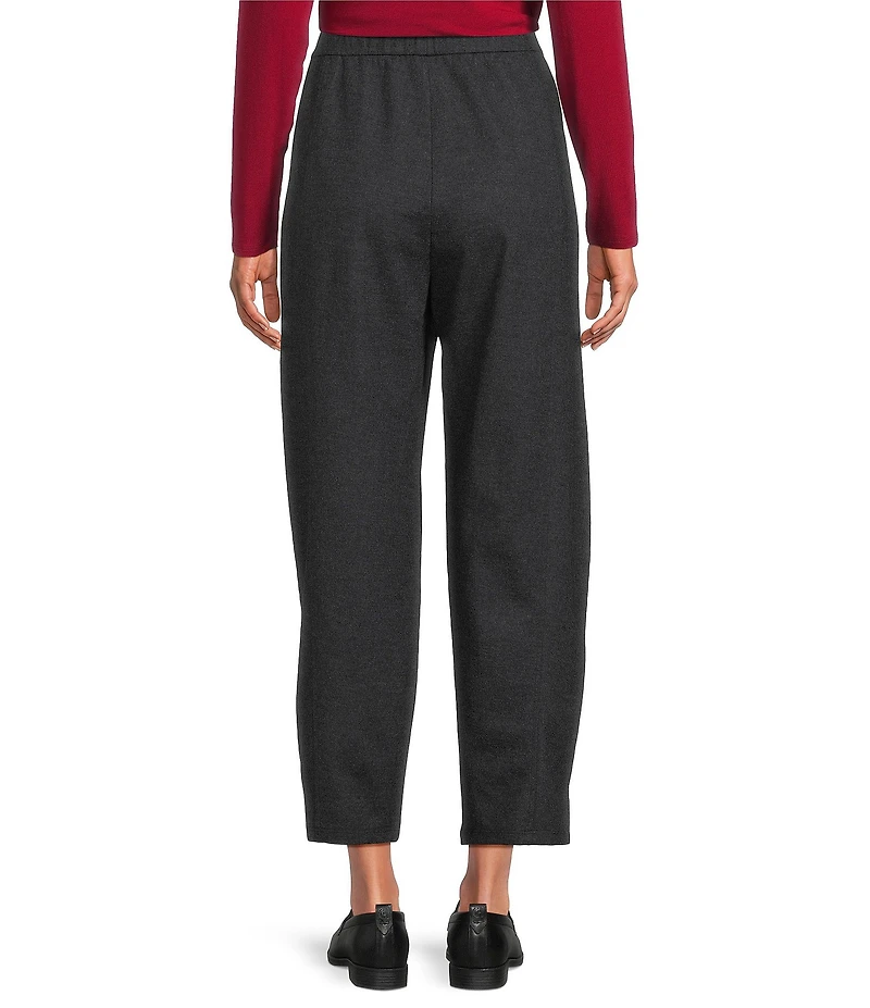 Eileen Fisher Melange Felt Wool Jersey High Rise Pleated Lantern Ankle Pants