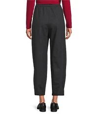Eileen Fisher Melange Felt Wool Jersey High Rise Pleated Lantern Ankle Pants