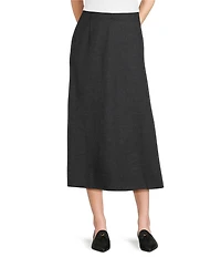 Eileen Fisher Melange Felt Wool Jersey High-Waist A-Line Midi Skirt