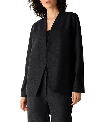 Eileen Fisher Melange Felted Wool Jersey Angled Jacket