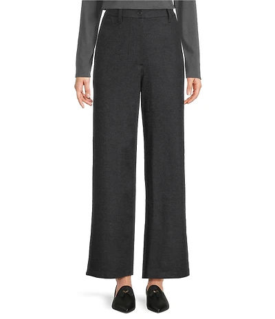 Eileen Fisher Melange Felted Wool Jersey Wide Leg Trouser Pants