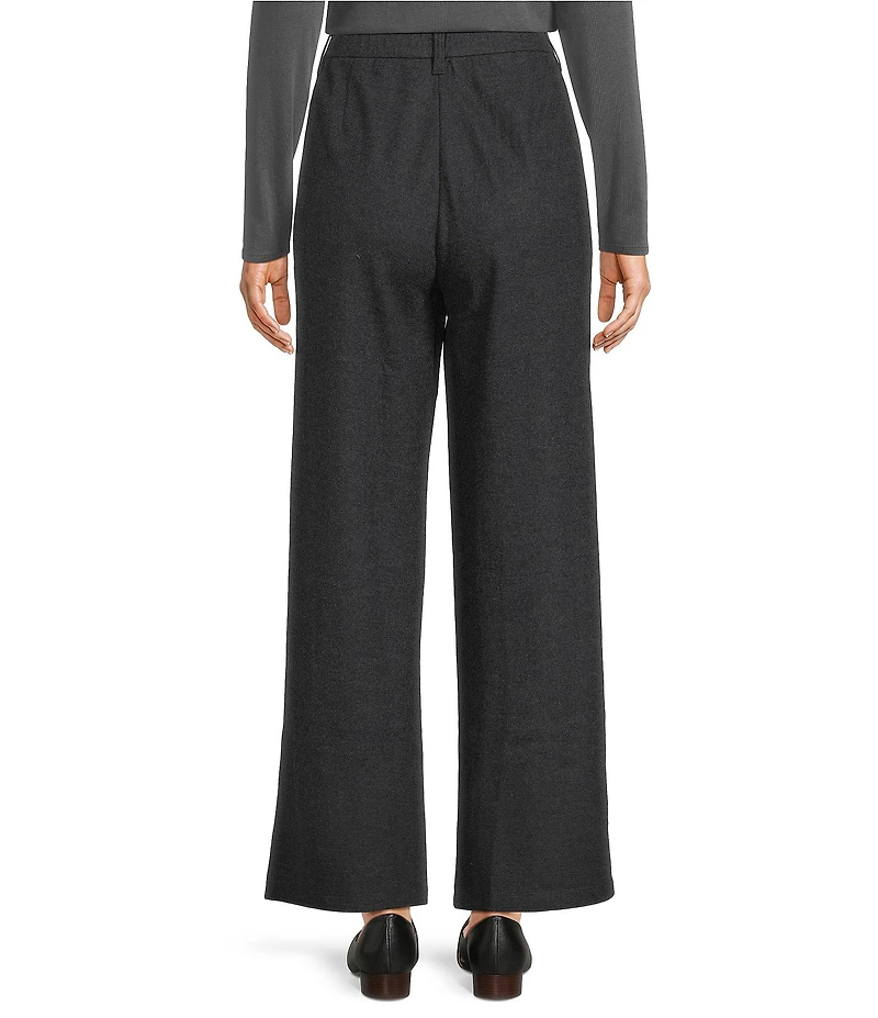 Eileen Fisher Melange Felted Wool Jersey Wide Leg Trouser Pants