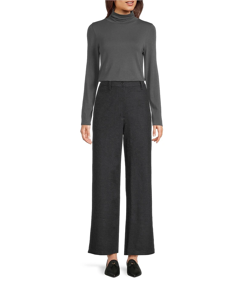 Eileen Fisher Melange Felted Wool Jersey Wide Leg Trouser Pants