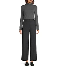 Eileen Fisher Melange Felted Wool Jersey Wide Leg Trouser Pants