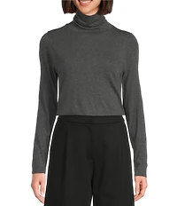 Eileen Fisher Organic Cotton Blend Melange Knit Turtleneck Long Sleeve Top