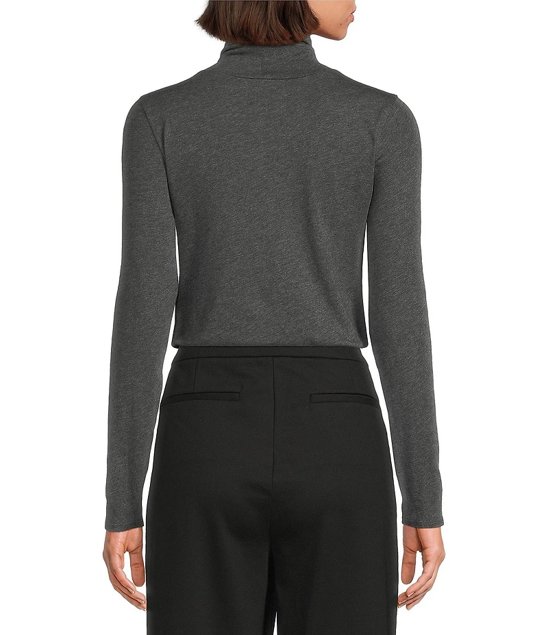 Eileen Fisher Organic Cotton Blend Melange Knit Turtleneck Long Sleeve Top