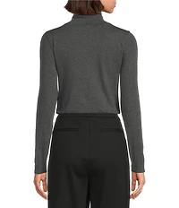 Eileen Fisher Organic Cotton Blend Melange Knit Turtleneck Long Sleeve Top