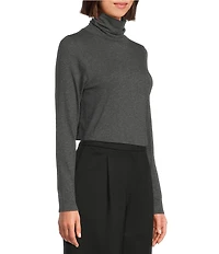 Eileen Fisher Organic Cotton Blend Melange Knit Turtleneck Long Sleeve Top