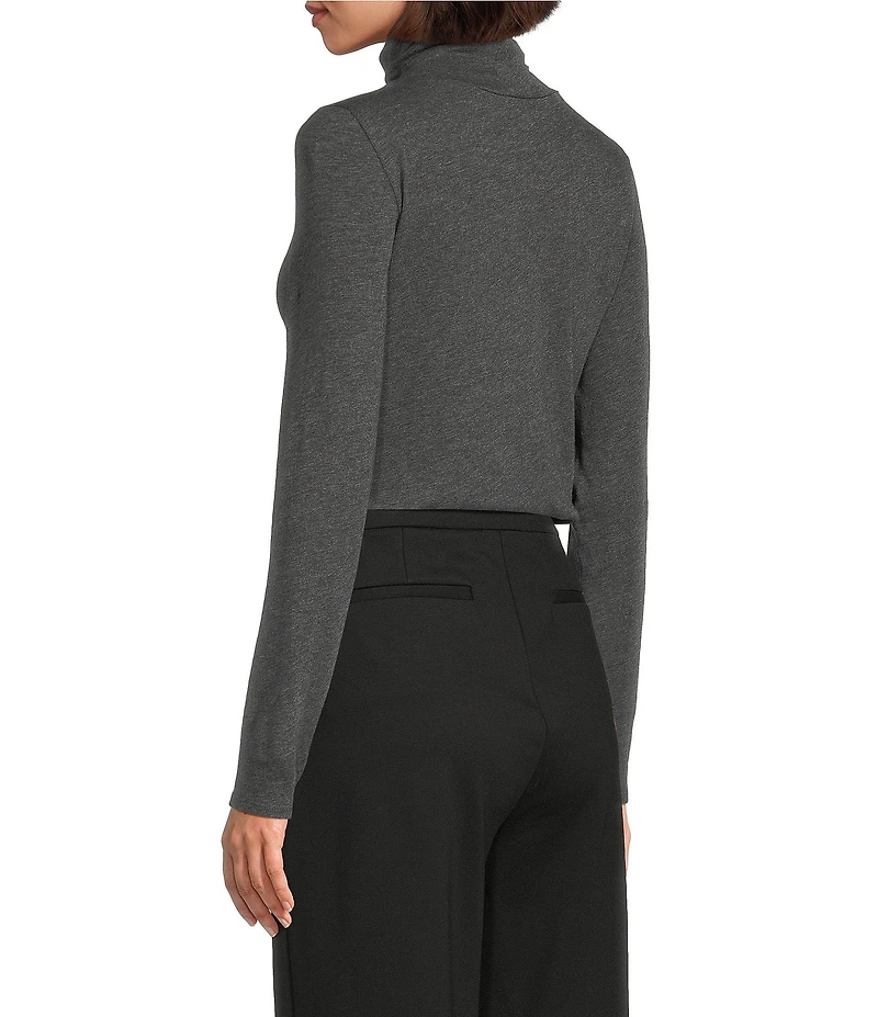 Eileen Fisher Organic Cotton Blend Melange Knit Turtleneck Long Sleeve Top