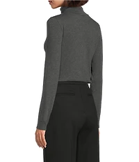 Eileen Fisher Organic Cotton Blend Melange Knit Turtleneck Long Sleeve Top