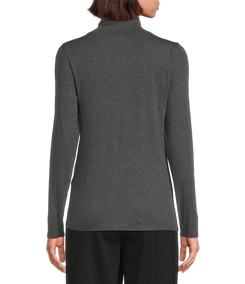 Eileen Fisher Organic Cotton Blend Melange Knit Turtleneck Long Sleeve Top