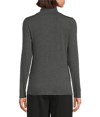 Eileen Fisher Organic Cotton Blend Melange Knit Turtleneck Long Sleeve Top